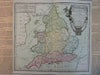 England & Wales U.K. 1766 Desnos Brion beautiful engraved map hand color