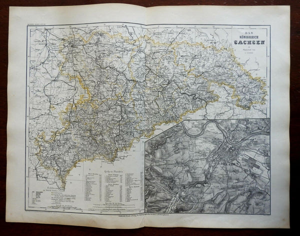 Kingdom of Saxony German Empire Dresden Leipzig 1873 Ravenstein map