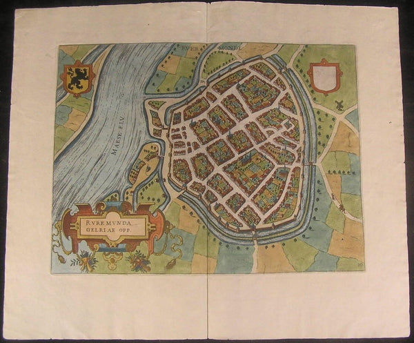 Roermond Netherlands 1582 Guicciardini antique city plan map Braun Hogenberg