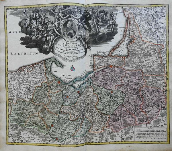 Eastern Prussia Holy Roman Empire c. 1750 Homann decorative folio map
