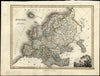 Europe decorative goddess Queen & cherubs c.1821 Wyld Thomson old Hewitt map