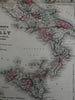 Northern & Southern Italy Naples Papal States 1862 Johnson Ward map Scarce Issue