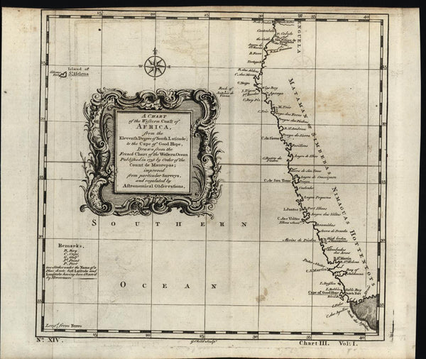 South West Africa Cape of Good Hope 1745 antique engraved map