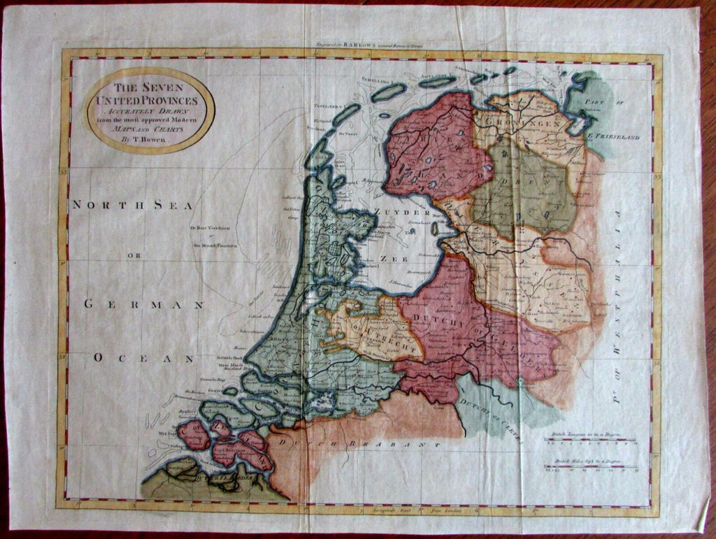 Seven United Provinces Netherlands Low Countries c.1780 Hand Color fine Map