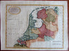 Seven United Provinces Netherlands Low Countries c.1780 Hand Color fine Map