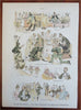 American political Cartooning Opper Art 1880's Puck Humor Lot x 10 color prints