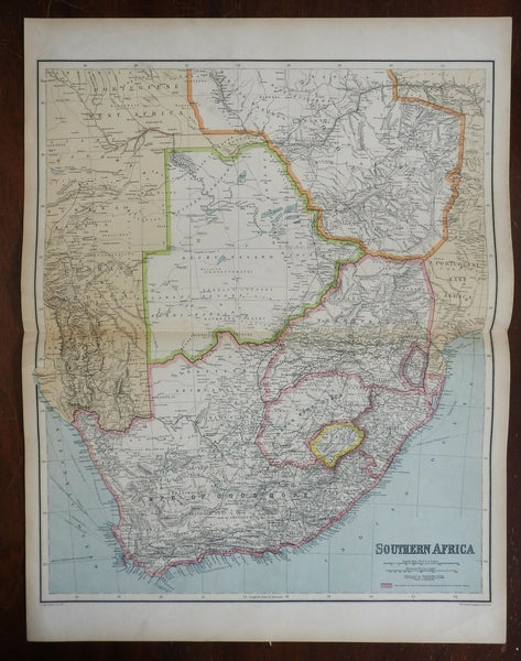 South Africa Cape Town Table Bay Orange Free State Swaziland 1914 Philip map