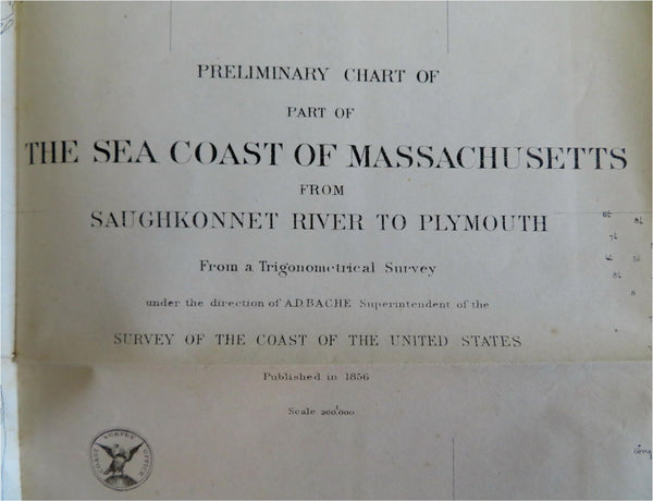 Massachusetts Seacoast Marthas Vineyard 1856 U.S. Coastal Survey nautical chart