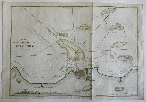 Vera Cruz Mexico Harbor Chart Military Fortifications 1850 Blunt coastal survey