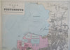 Portsmouth Hampshire England 1881 Edward Weller detailed city plan