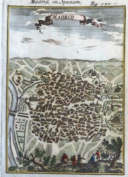 Madrid Spain detailed City Plan 1683 Mallet charming miniature hand colored map
