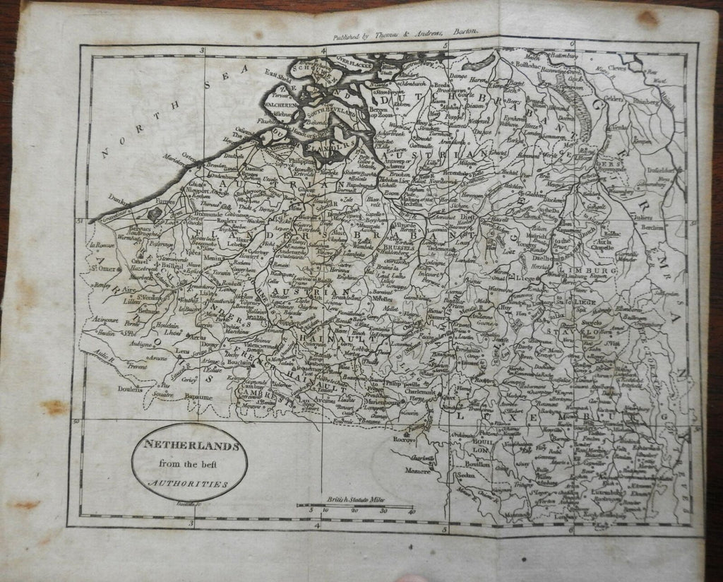 Netherlands Belgium Holland Luxembourg Flanders 1796 Doolittle engraved map