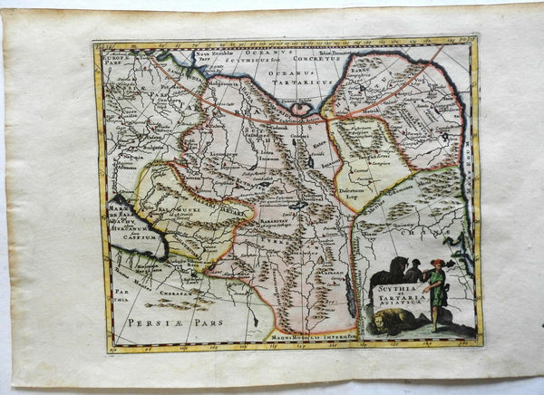 Central Asian Steppe Historical Map Scythia China 1711 Cluverius decorative map