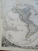 World Map in Double Hemispheres Mountain Ranges c. 1850-8 Archer engraved map