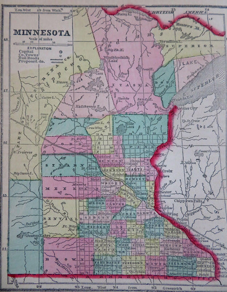 Minnesota prior to state-hood 1857 Morse miniature state map