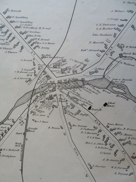 Buckfield Village & Township Maine Oxford County 1880 Halfpenny map