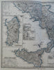 Southern Italy Calabria Sicily Naples Palermo 1880 Petermann detailed map