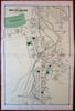 South Adams downtown Berkshire Mass. 1876 detailed uncommon old map owners names
