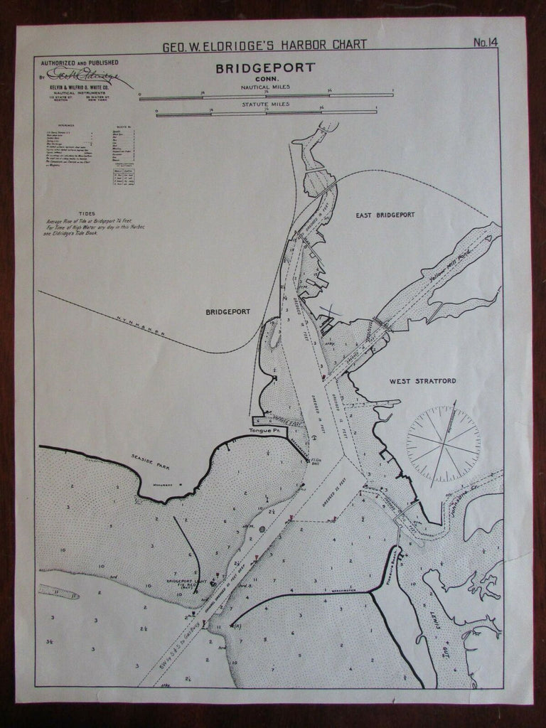 Bridgeport Connecticut 1901 Eldridge detailed large habor nautical chart