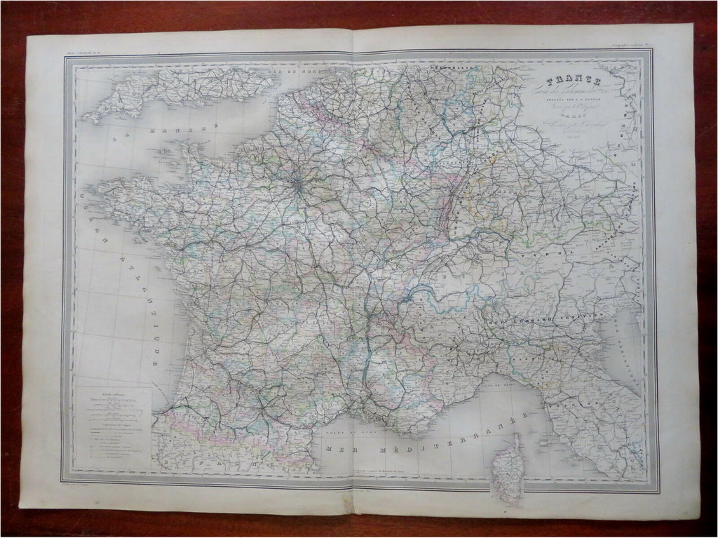 France Railroads Paris Orleans Marseilles Aix Toulouse 1858 Dufour engraved map