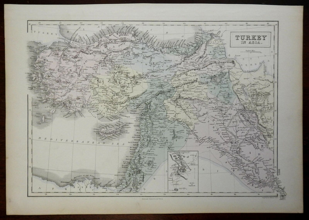 Ottoman Empire Anatolia Armenia Syria Mesopotamia Holy Land 1856 Black map