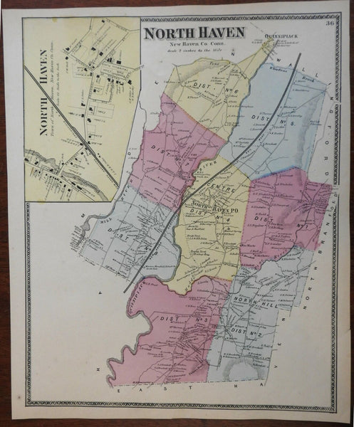 North Haven Quinnipiack Connecticut 1868 F.W. Beers detailed township map