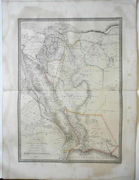 Egypt Nubia Sudan Abyssinia Arabian Peninsula 1842 Lapie large folio map
