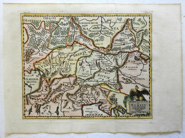 Austria Veneto Italy Noricum Vindelicia Roman Provinces 1711 Cluverius map
