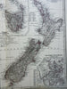 Australia New Zealand Tasmania Auckland Perth 1878 Stieler detailed map