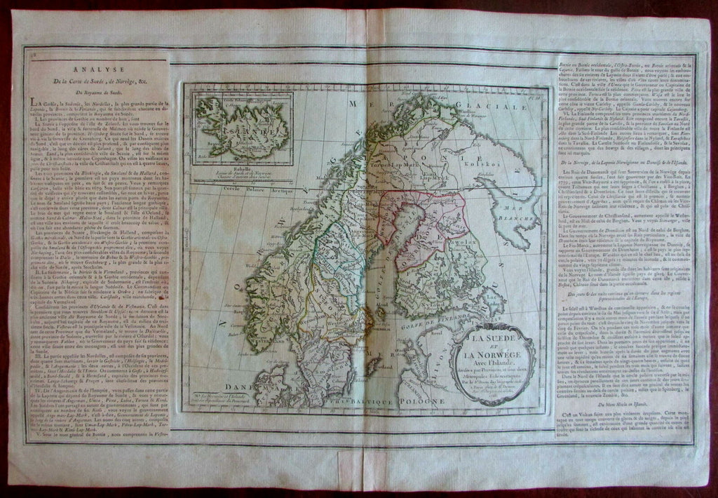 Scandinavia Sweden Norway Baltic Sea 1766 Iceland inset Brion Desnos map