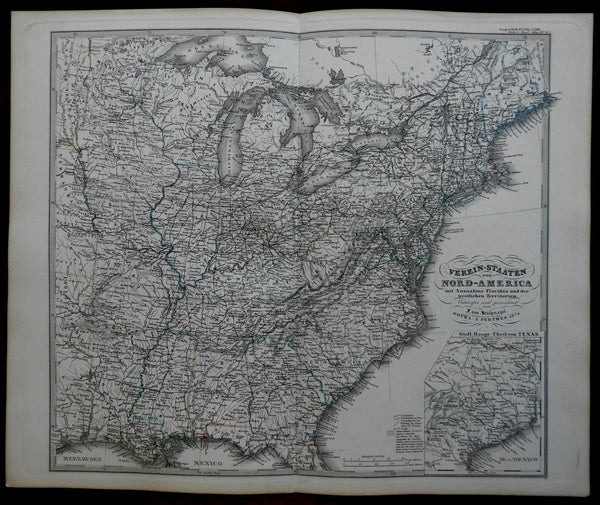 Eastern United States Texas inset Reconstruction Era 1875 Stieler detailed map