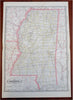 Mississippi state unfinished RR 1887-90 Cram scarce large detailed map