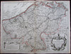 Flanders Holland Belgium Low Countries w/ cartouche 1704 old antique folio map