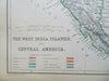 West Indies Caribbean Sea Cuba Jamaica Puerto Rico Bahamas 1860 Lowry large map