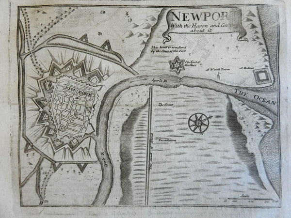 Nieuwpoort & Oosten Belgium Low Countries city plan fortifications 1695 Moll map