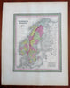 Sweden & Norway Baltiuc Sea Stockholm Oslo c. 1850 Cowperthwait Mitchell map