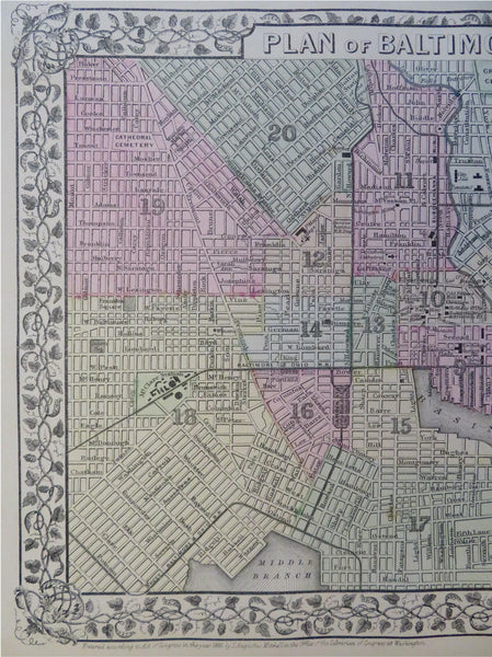 Baltimore Maryland Patapsco River Green Mt. Cemetery 1882 Mitchell city plan