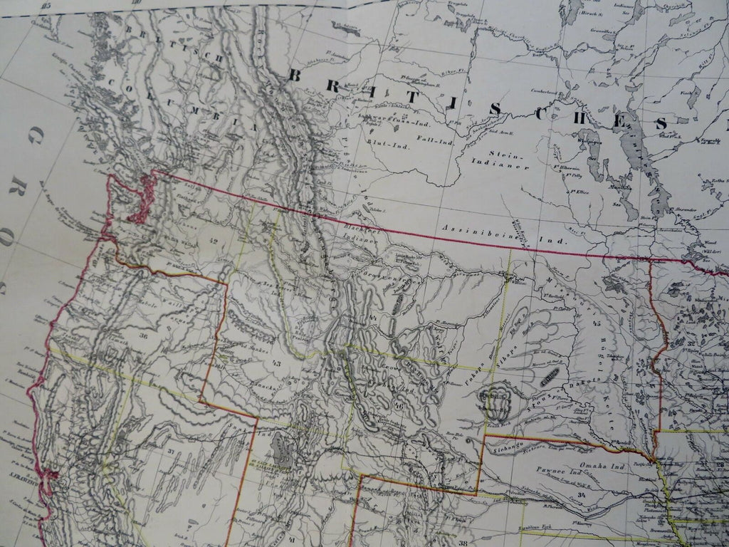 Northwest United States Washington Nevada Wyoming 1885 Flemming detailed map