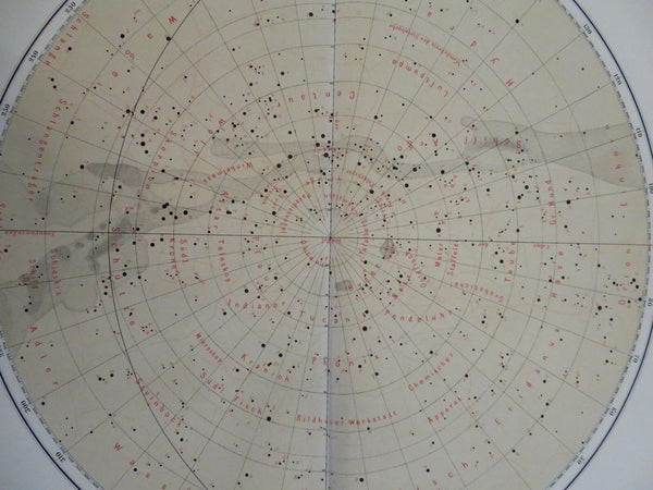 Southern Night Sky Constellations Zodiac Milky Way 1885 Flemming map