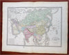 Asia Qing China Japan Korea India Iran 1875 Brue large detailed map hand color