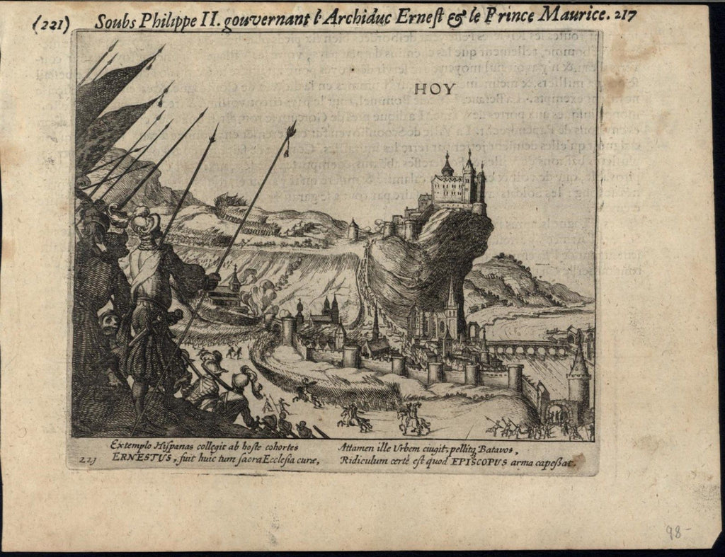 Spanish Army Assail Hoy Fortress City Gates Dutch Revolt 1616 Europe rare print