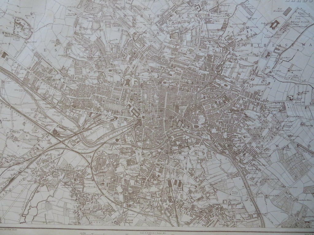 Leeds England United Kingdom detailed city plan businesses c. 1856-72 Weller map
