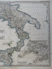 Southern Italy Calabria Sicily Naples Palermo 1869 Petermann detailed map