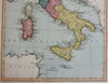 Italian States Kingdom of Naples Piedmont Tuscany Papal States 1823 Ellis map