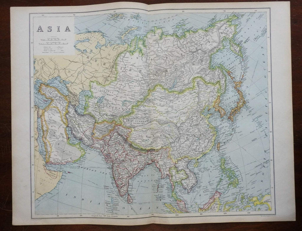 Asia Continent WWI era Ottoman Empire Arabia China India Korea 1914 Ph ...