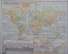 World Map Ethnography Religion Currents 1890 scarce folio Scribner-Black map