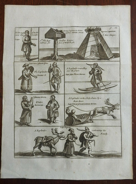 Laplanders Scandinavian Peoples Reindeer Sleighs Costumes Home 1711 print