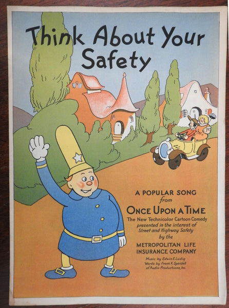 Cartoon Safety Sheet Music 1934 Once Upon a Time Met Life Driving Safe