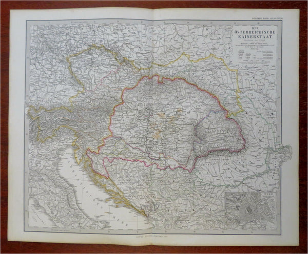 Austria-Hungary Hapsburg Empire Vienna Prague Budapest 1869 Vogel detailed map