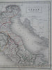 Northern Italy Milan Turin Genoa Venice Florence Rome 1844 Hall & Black map